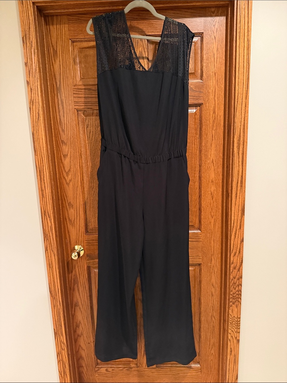 Mossimo Supply Co. Black Lace-Yoke Sleeveless Jumpsuit